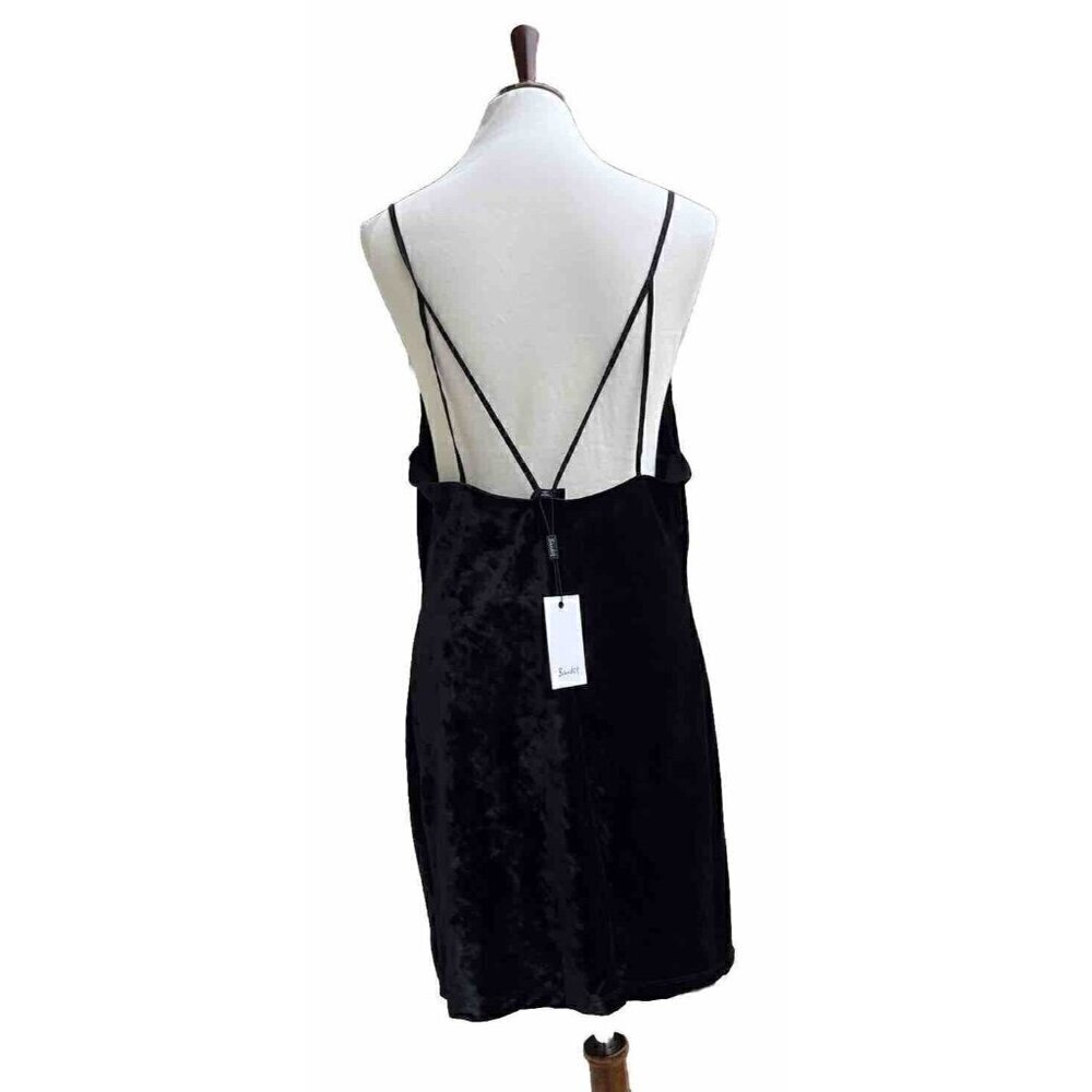 Bardot Womens Black Velour Velvet Slip Strappy Mini Dress Size L / 10 US - Picture 13 of 16